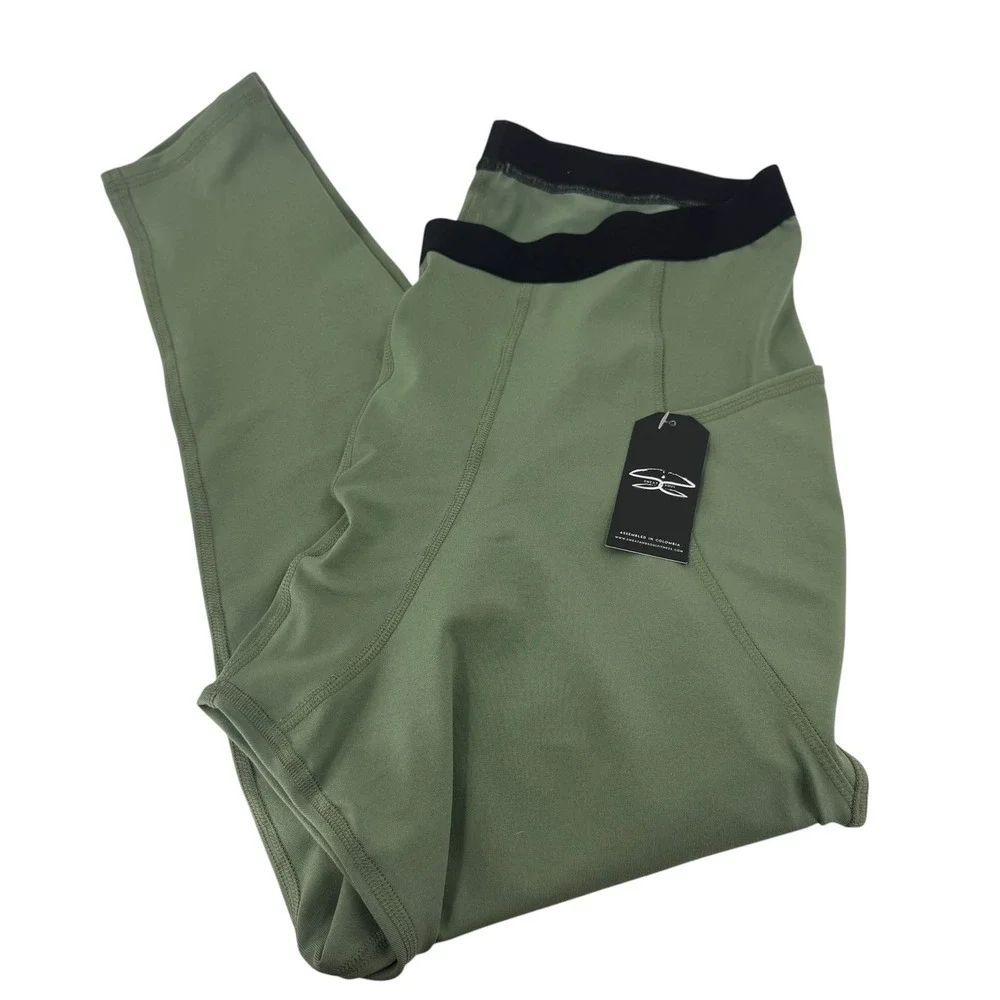 Sweat &‎ Soul Mens XXL Olive Green Compression Pants Training Tights NWT